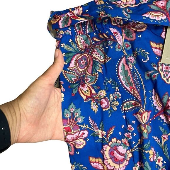 J Crew Skirt WMNS 12 Blue Belted pull-on Midi Liberty Flora Belle K7713 Ruffle - Picture 6 of 13